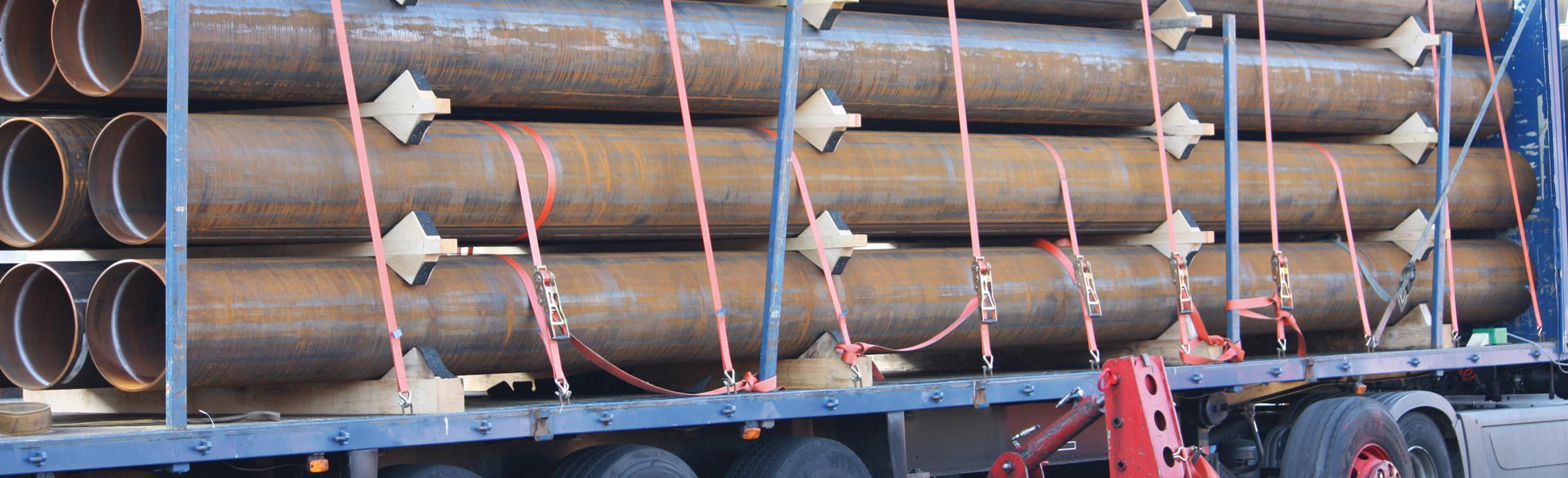 load mats, friction matting large tubes on truck